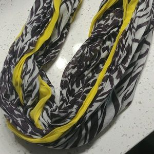 Yellow and zebra print infinity scarf